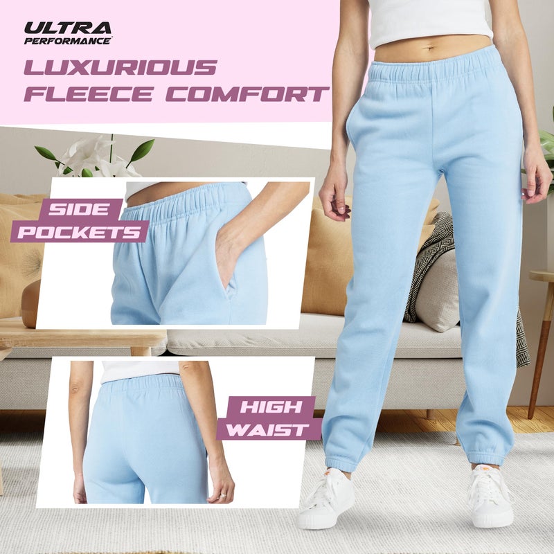 Ultra Performance Womens Sweatpants 3 Pack Cotton Joggers Women's Fleece Sweats Gym & Workout Pants for Women - Image 3