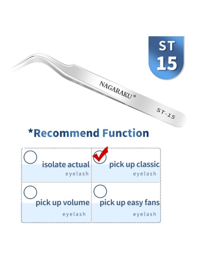 NAGARAKU Professional Eyelash Extension Tweezers – Precision Stainless Steel for Classic, Volume & Mega Volume Lashes | Anti-Static, Lightweight Lash Tool - Image 1