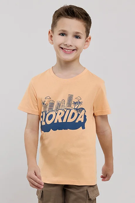 R&B Printed T-Shirt with Crew Neck and Short Sleeves