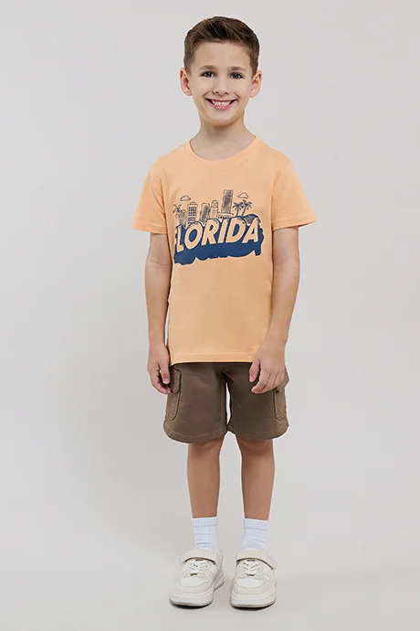 R&B Printed T-Shirt with Crew Neck and Short Sleeves