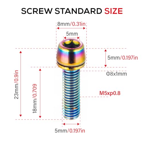 CNC Bike Stem Bolts，Stem Bolts for BMX/MTB/Road Bike with Washers,Rainbow - Image 2