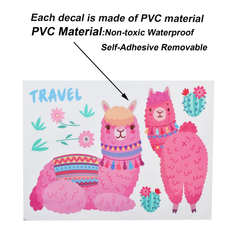 مايداهوي maydahui لطيف السفر llama الحائط الصحراوي شارات الرسوم المتحركة ملصق جدار الألبكة (33x49 بوصة) نباتات صبار استوائيون حيوانات كبيرة لسيارات الحضانة - Image 4