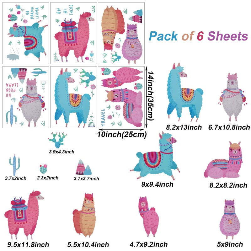 مايداهوي maydahui لطيف السفر llama الحائط الصحراوي شارات الرسوم المتحركة ملصق جدار الألبكة (33x49 بوصة) نباتات صبار استوائيون حيوانات كبيرة لسيارات الحضانة - Image 2
