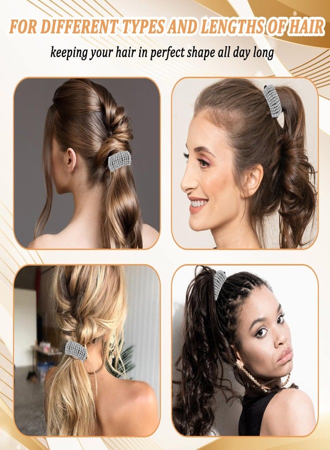 Molain 2Pcs Sparkly Rhinestone Hair Ties Ponytail Holder Fashion Elastics Scrunchies Fancy Crystal Hair Ties Rhinestone Hair Accessories for Thin Thick Hair Women Girls Hair Bands - Image 5