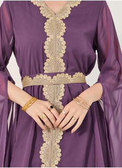 Styli Lace Insert Cape Sleeve V-Neck A-Line Kaftan  - Image 4