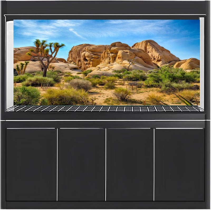 CSFOTO Polyester 36X14 Inches Joshua Tree National Park Backdrop Arid Barren Cactus Sandstone Rock Climate Mountain and Desert Scenery Backdrop Desert Terrarium Background - Image 3