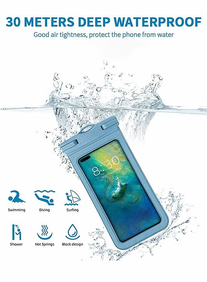 MXN 2 Pcs Waterproof Phone Case Universal Cell Phone Holder Phone Pouch for iPhone 16/15/14/13 Pro Max Plus (7.2 Inch) - Swimming, Diving, Snorkeling, Snowproof - Touchscreen Friendly Underwater Photography Dry Bag (Pink & Blue) - Image 3
