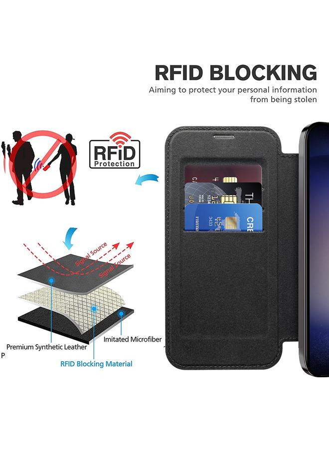 اس-توب جراب لهاتف Samsung Galaxy S24 5G Shield MagSafe RFID مضاد للسرقة جراب جلدي معيني - Image 5