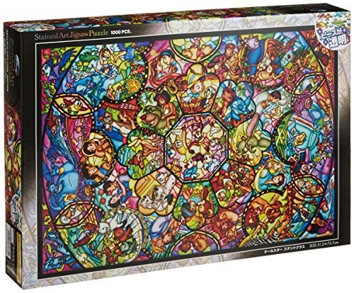Tenyo Disney Stained Art Jigsaw Puzzle1000P All Stars Stained Glass DS1000764 - Image 1