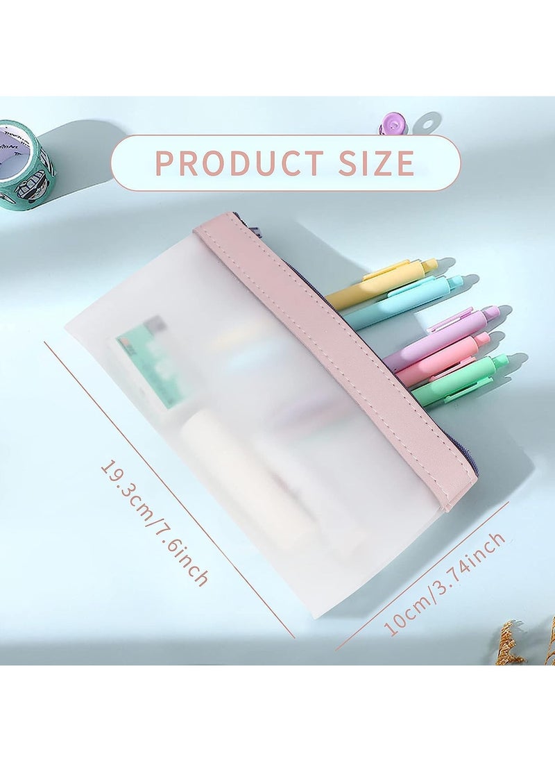 KHAJUL 4 PCS Clear Pencil Case, Waterproof Pencil Pouch with Zipper, Multifunctional Clear Pen Bag Organizer, Stationery Storage Bag, for Girls and Boys, School and Stationery Supplies (Multicolor)  - Image 2