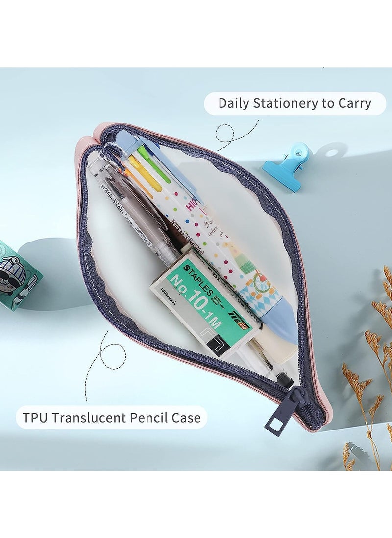 KHAJUL 4 PCS Clear Pencil Case, Waterproof Pencil Pouch with Zipper, Multifunctional Clear Pen Bag Organizer, Stationery Storage Bag, for Girls and Boys, School and Stationery Supplies (Multicolor)  - Image 3