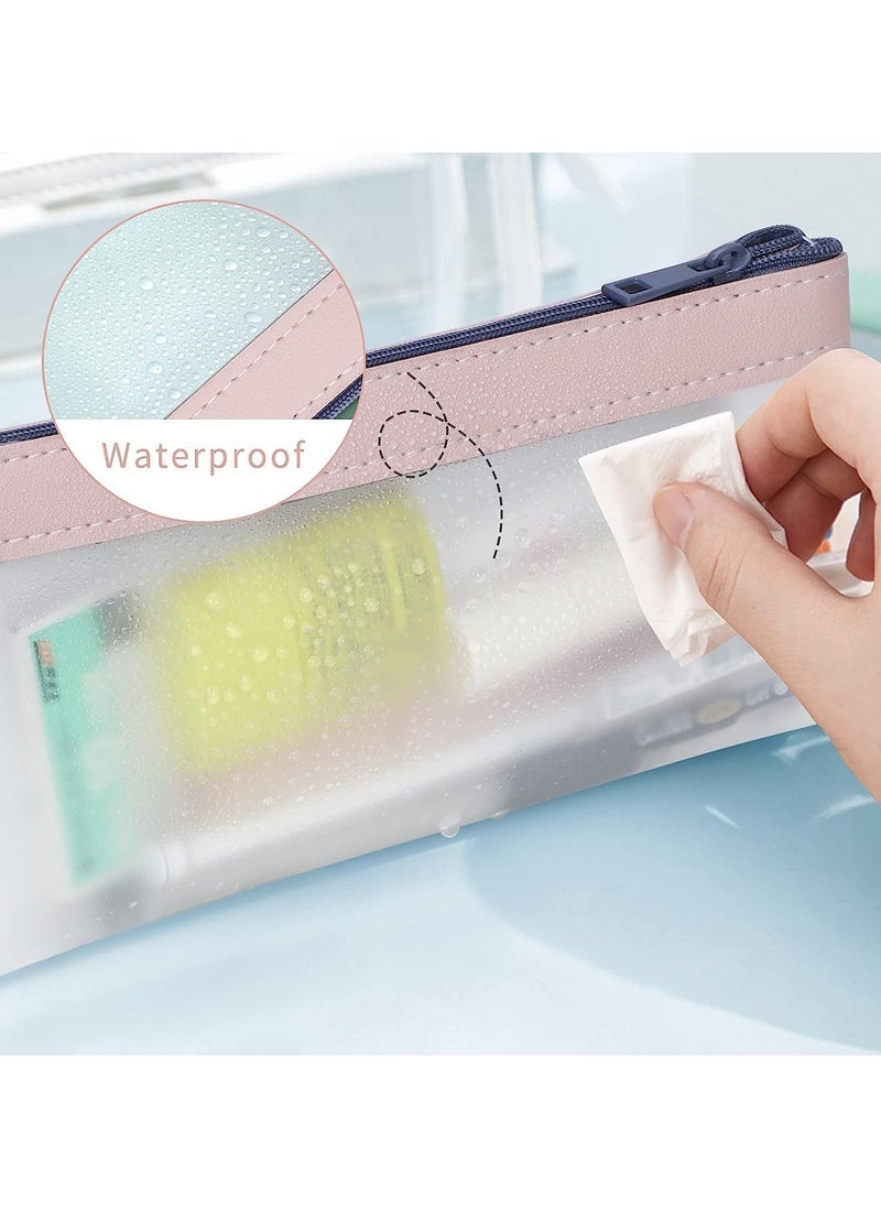 KHAJUL 4 PCS Clear Pencil Case, Waterproof Pencil Pouch with Zipper, Multifunctional Clear Pen Bag Organizer, Stationery Storage Bag, for Girls and Boys, School and Stationery Supplies (Multicolor)  - Image 5
