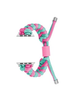 For Apple Watch Series 7 38/40mm Paracord Fishtail Braided Silicone Bead Watch Band Rose Red Green