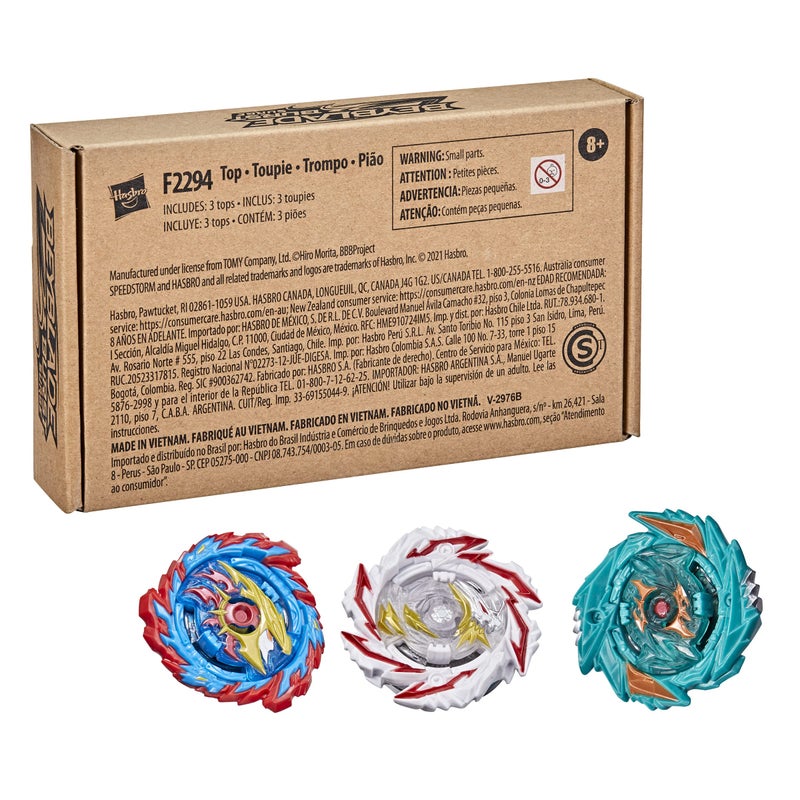 Beyblade Hasbro Burst Surge Speedstorm Tempest Cloud 3-Pack - Abyss Devolos D6,Demise Satomb,and Mirage Helios H6 Battling Game Top Toys - Image 3