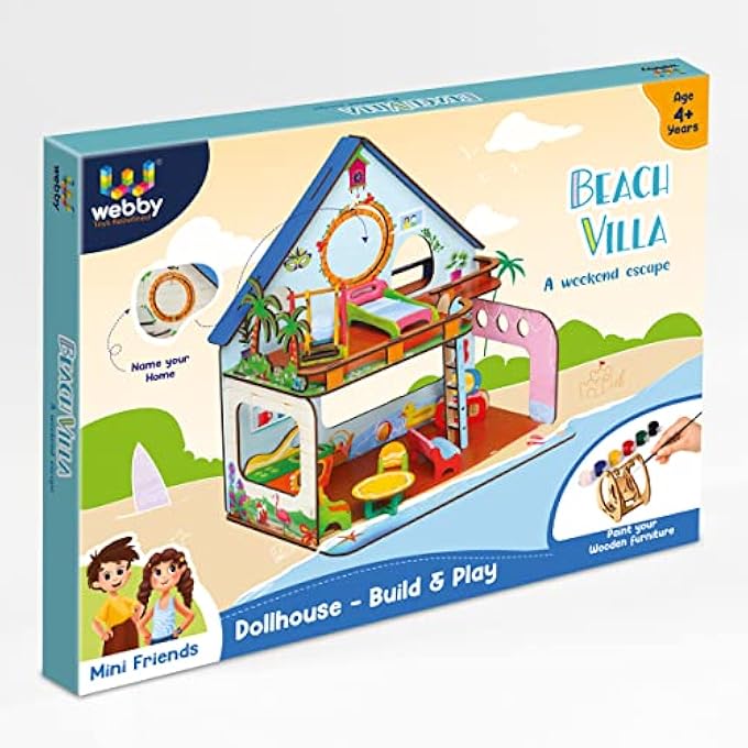 BEACHVILLA THE WEEKEND ESCAPE ALL SIDE PLAY DOLL HOUSE FOR GIRLS & BOYS DIY PAINT WOODEN DOLL HOUSE TOY WITH FURNITURE FOR KIDS (0 PIECES) - Image 3