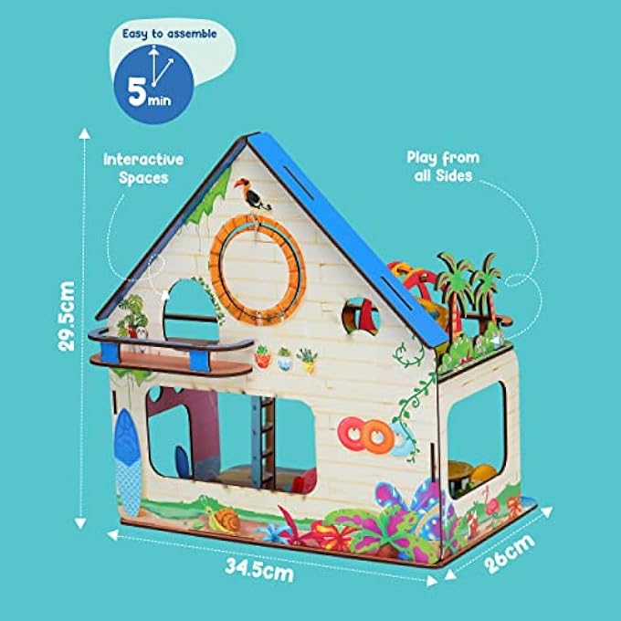BEACHVILLA THE WEEKEND ESCAPE ALL SIDE PLAY DOLL HOUSE FOR GIRLS & BOYS DIY PAINT WOODEN DOLL HOUSE TOY WITH FURNITURE FOR KIDS (0 PIECES) - Image 5