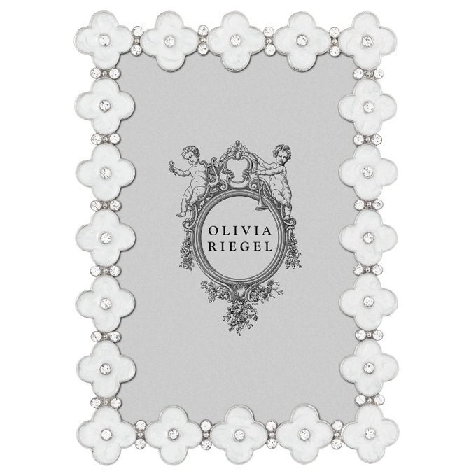 WHITE ENAMEL CLOVER 4 X 6 FRAME