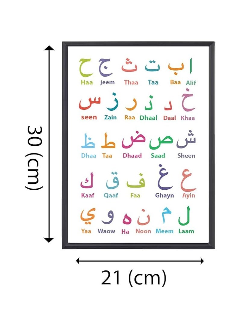 PRINTSHOP4ME 28 Arabic Alphabets Wall Art-Poster+Frame Included-Kids Room Decor For Learning Arabic Alphabets - Image 3
