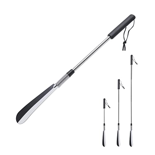 Fanwer Extendable Shoe Horn Long Handle for Seniors Twist to Lock 16 to 31Adjustable Stainless Steel Telescopic Shoehorn for Men Women Metal Travel Shoe Horn Shoe Helper Tool