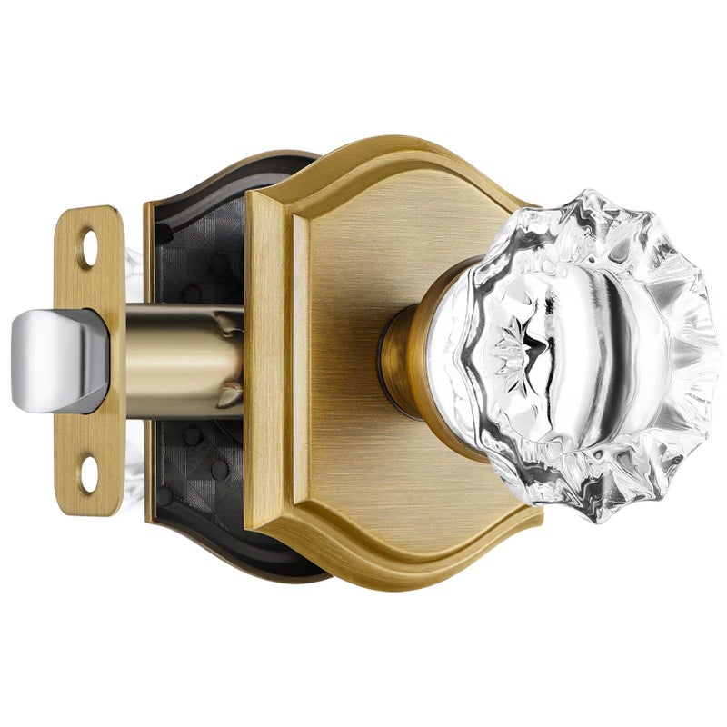 Clctk Crystal Door Knobs Interior  Vintage Style Passage Glass Door Knobs Antique Brass Door Knobs For Hall Closet  1 Pack - Image 1
