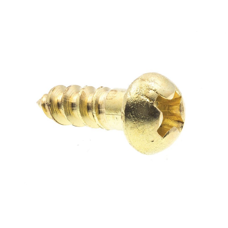 PrimeLine 9207385 Wood Screws Round Head Phillips Drive 6 X 12 In Solid Brass 25 Pack