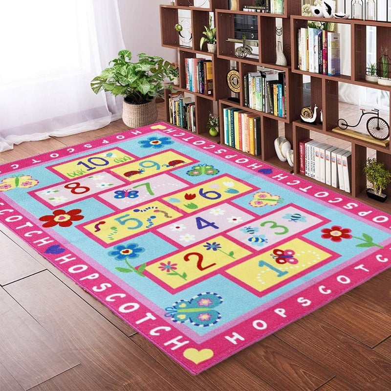 HUAHOO Pink Girls Hopscotch Rug, 39.4'' x 52'' - Image 3