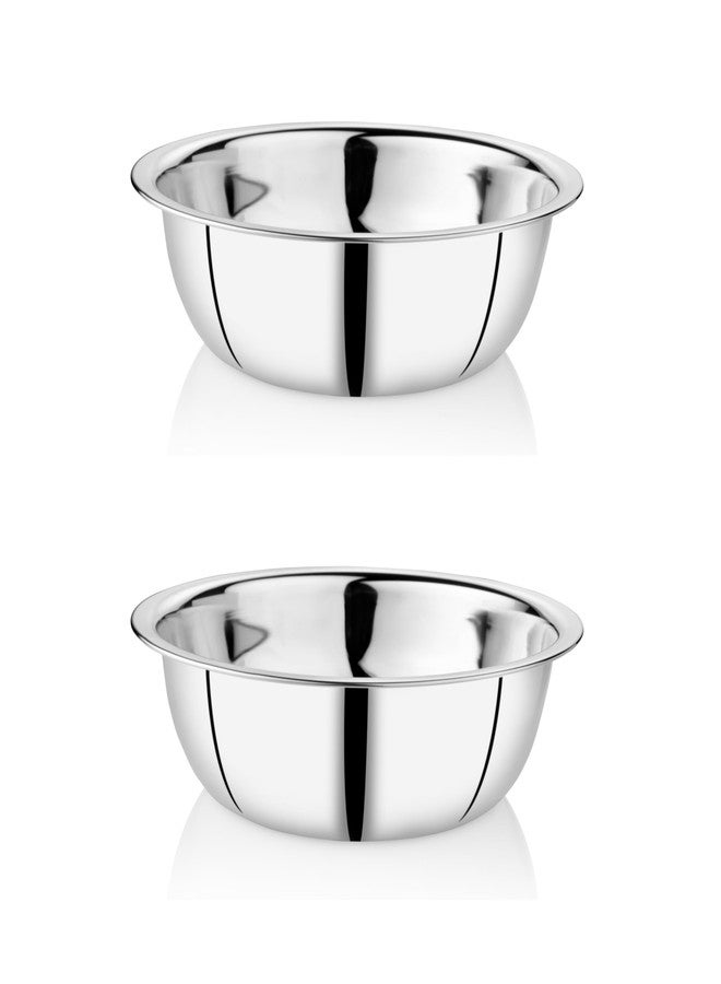 EMBASSY Stainless Steel Pack of 2 Sonata Mixing Bowls for Kitchen | Size - 7 | Capacity - 6000 ml | Bowls for Baking, Mixing Atta, Storing and Serving | Ideal for Gifting - Image 1