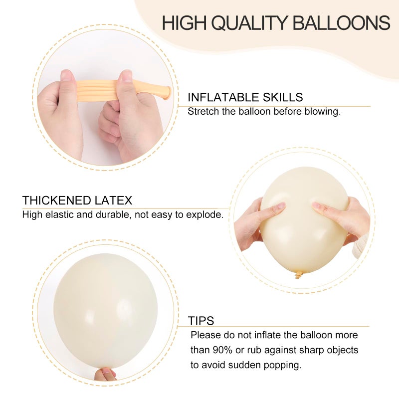 RUBFAC 129pcs Ivory white Balloons Different Sizes 18 12 10 5 Inch Latex Balloon Garland Arch for Party Decoration Birthday Gender Reveal Wedding Anniversary Baby Shower Party Supplies - Image 3