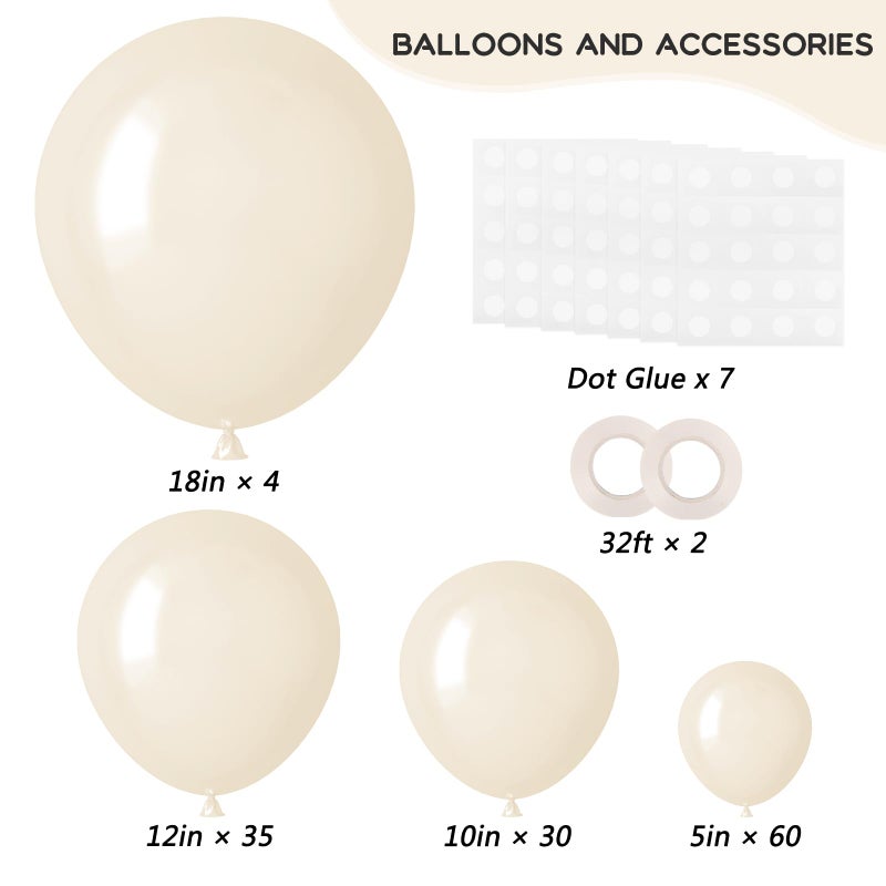 RUBFAC 129pcs Ivory white Balloons Different Sizes 18 12 10 5 Inch Latex Balloon Garland Arch for Party Decoration Birthday Gender Reveal Wedding Anniversary Baby Shower Party Supplies - Image 2