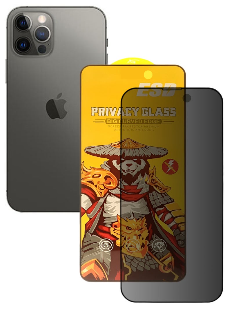 ESD Tempered Dustproof Privacy Glass Screen Protector Compatible For iPhone 12 Pro - Image 1