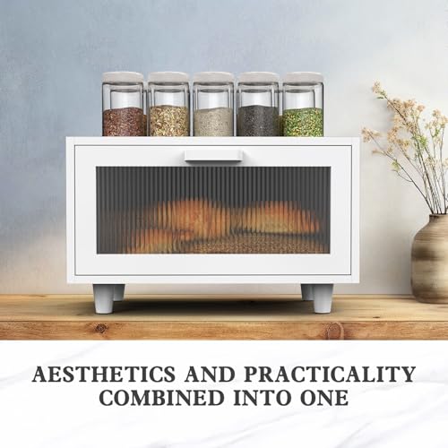 LOHASOK Bread Box for Kitchen Countertop Farmhouse Bread Holder Bread Storage Wooden Bread Container White - Image 5