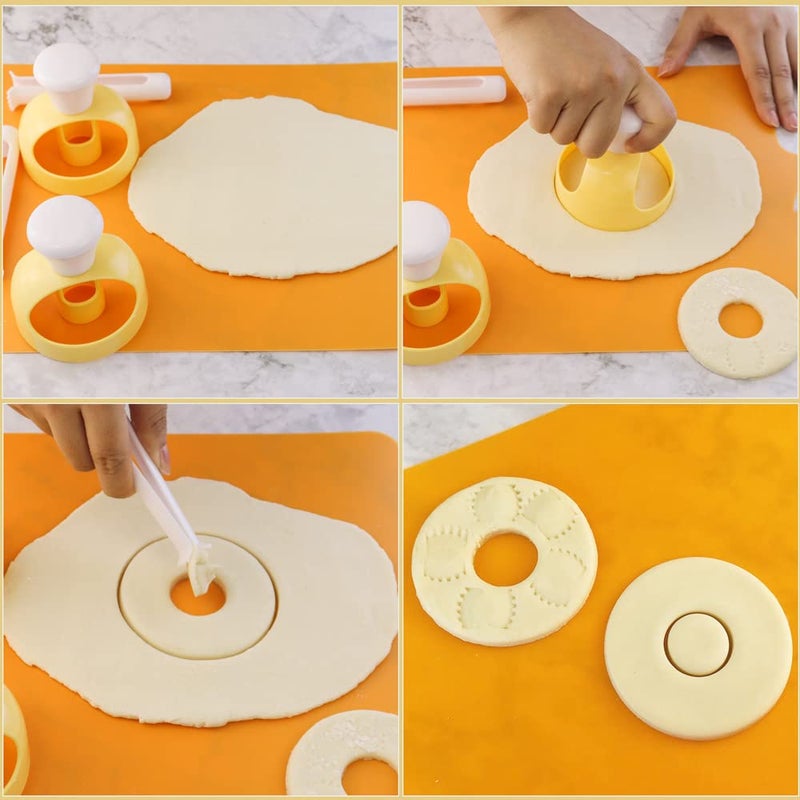 HengKe 2 Pack Plastic Donut Cutters with Dipping Pliers Doughnut Mould Doughnut Maker DIY Doughnut Baking Tool Non-Stick Donut Mould Cake Mould Pastry Tools Biscuits Doughnut Hole Cutters - Image 2