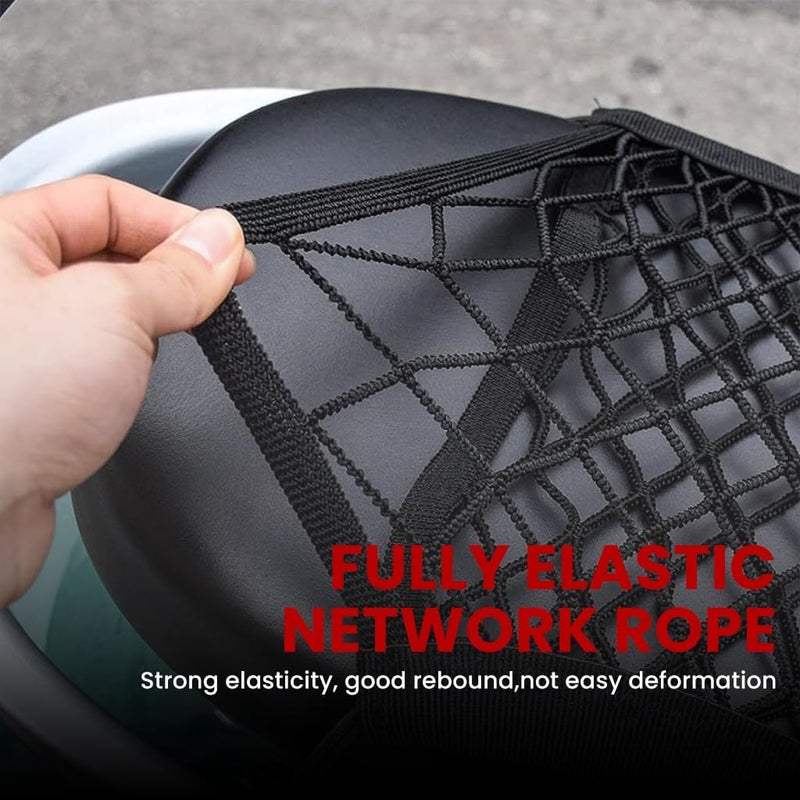 STHIRA ® Motorcycle Stretchy Storage Net, Quick Release Clasp Design, Motorcycle Cargo Net, Strong Nylon Double Layer Woven Mesh Net for Motorcycle, Scooter, Bike, with 4 Extra Metal S-hooks, 10"x11" - Image 4
