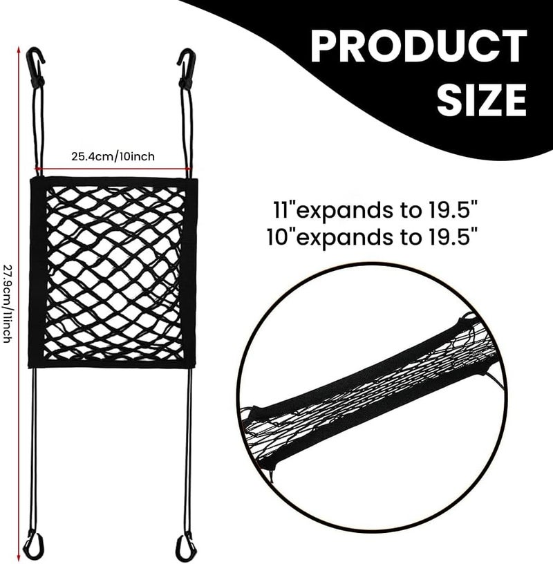 STHIRA ® Motorcycle Stretchy Storage Net, Quick Release Clasp Design, Motorcycle Cargo Net, Strong Nylon Double Layer Woven Mesh Net for Motorcycle, Scooter, Bike, with 4 Extra Metal S-hooks, 10"x11" - Image 2