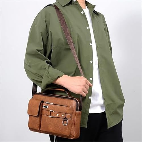 Handcuffs Crossbody Sling Bag for Men & Women | PU Leather Shoulder Bag with Earphone Port & Adjustable Strap for Travel & Work (Rust) - Image 4