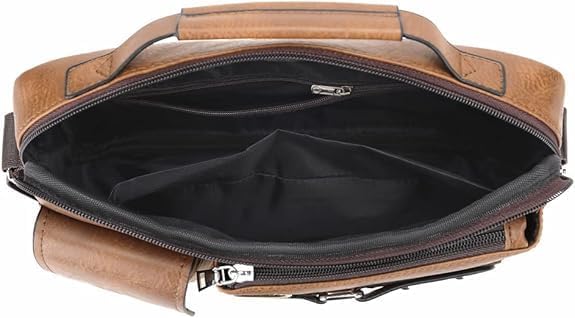 Handcuffs Crossbody Sling Bag for Men & Women | PU Leather Shoulder Bag with Earphone Port & Adjustable Strap for Travel & Work (Rust) - Image 5