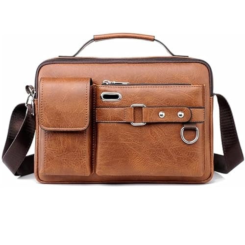 Handcuffs Crossbody Sling Bag for Men & Women | PU Leather Shoulder Bag with Earphone Port & Adjustable Strap for Travel & Work (Rust) - Image 1