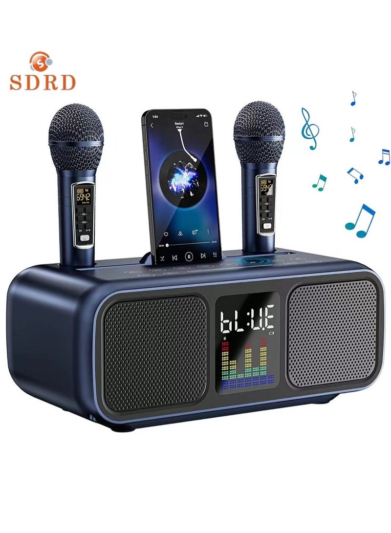 SDRD Karaoke Machine with 2 UHF Wireless Microphones and LED Screen, Portable Bluetooth Speaker - Image 1