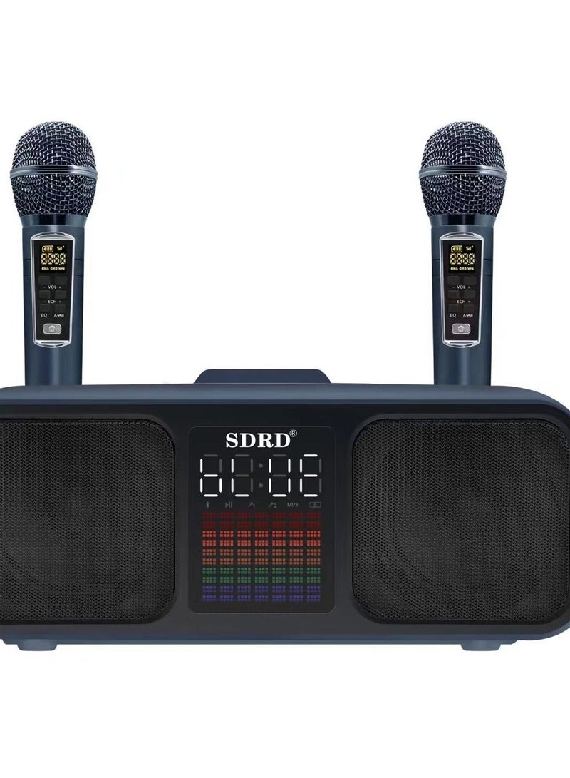 SDRD Karaoke Machine with 2 UHF Wireless Microphones and LED Screen, Portable Bluetooth Speaker - Image 3