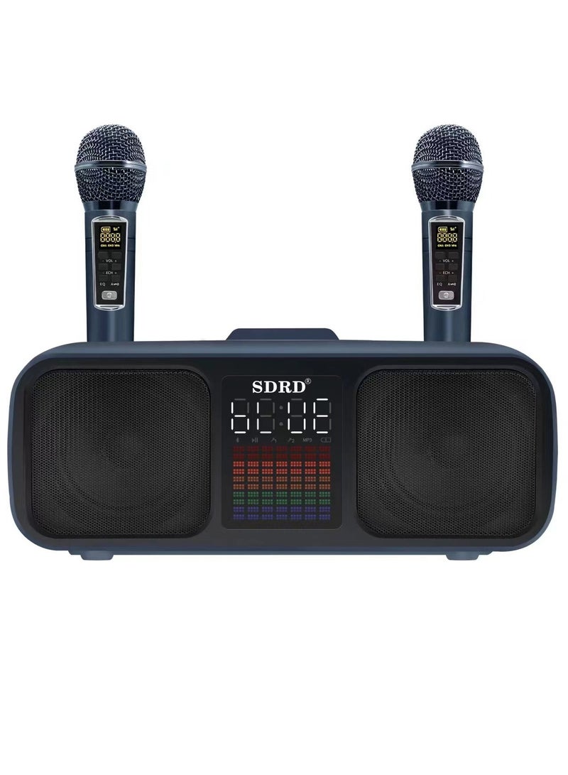 SDRD Karaoke Machine with 2 UHF Wireless Microphones and LED Screen, Portable Bluetooth Speaker - Image 2