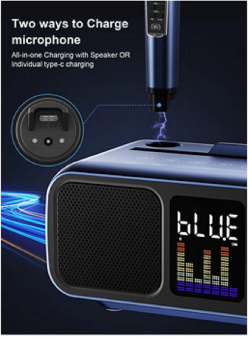SDRD Karaoke Machine with 2 UHF Wireless Microphones and LED Screen, Portable Bluetooth Speaker - Image 5