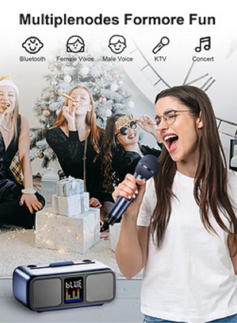 SDRD Karaoke Machine with 2 UHF Wireless Microphones and LED Screen, Portable Bluetooth Speaker - Image 4