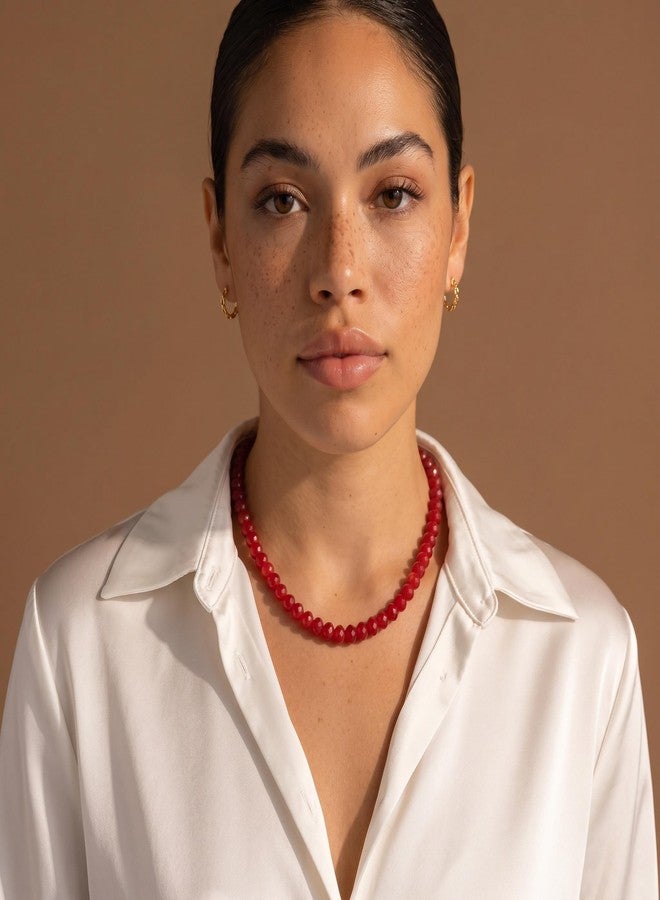 Badu Red Gemstone Beaded Necklace for Women Natural Stone Bead Beach Choker Necklace Fashion Trendy Jewelry Gifts - Image 5