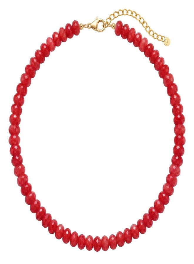 Badu Red Gemstone Beaded Necklace for Women Natural Stone Bead Beach Choker Necklace Fashion Trendy Jewelry Gifts - Image 1