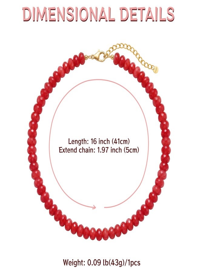 Badu Red Gemstone Beaded Necklace for Women Natural Stone Bead Beach Choker Necklace Fashion Trendy Jewelry Gifts - Image 2