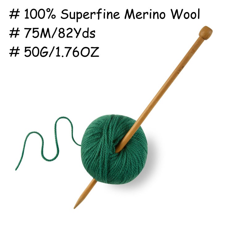 Gisimo 100% Merino Wool Yarn 3-Ply Luxurious and Soft Yarn for Hand Knitting & Crocheting (Christmas Green,1Ball) - Image 3