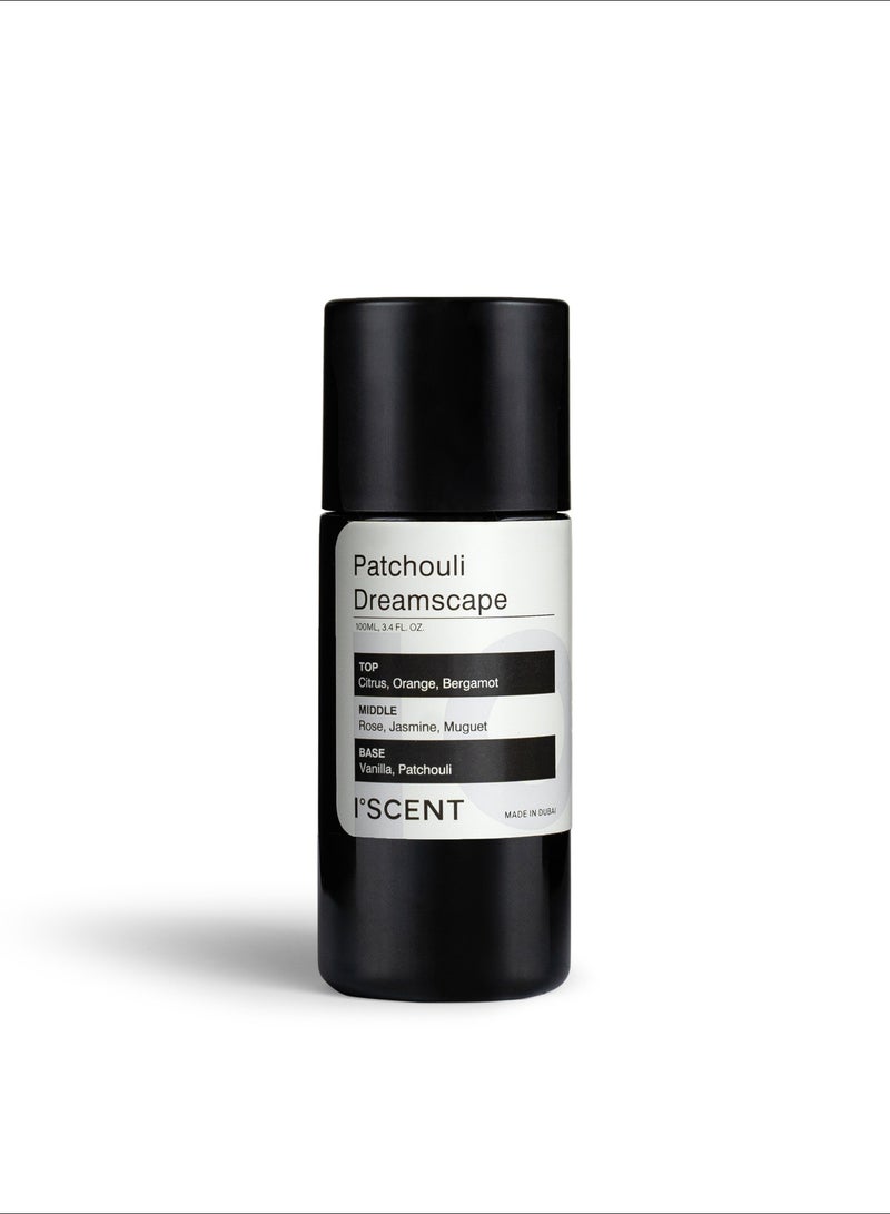 آيسنت ISCENT | Patchouli Dreamscape – إعادة تعبئة الزيت لمعطر إينزو-100 مل | زيت عطري منزلي بانتعاش الحمضيات والبرتقال والبرغموت والورد والياسمين والباتشولي | رائحة حمضية منعشة مع عبير الأزهار الأنيقة وحلاوة ترابية - Image 1