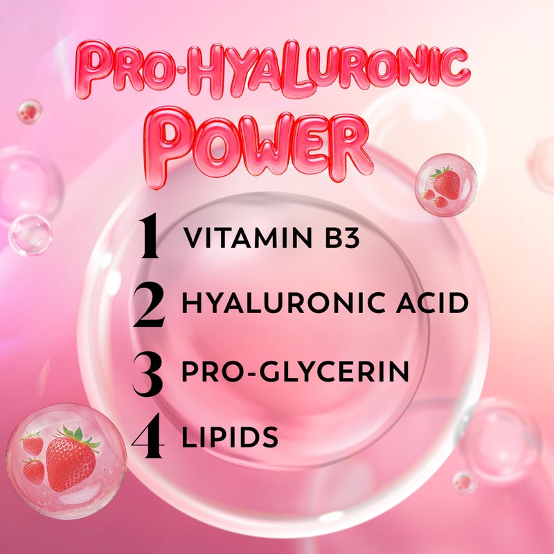 Olay غسول الجسم أولاي للنساء، مرطب بشكل مكثف، مركب سيروم حمض الهيالورونيك، يجدد الرطوبة، تقنية لاميلر فيتامين ب3، لجميع أنواع البشرة، رائحة الفراولة الصيفية، 20 أونصة سائلة - Image 4