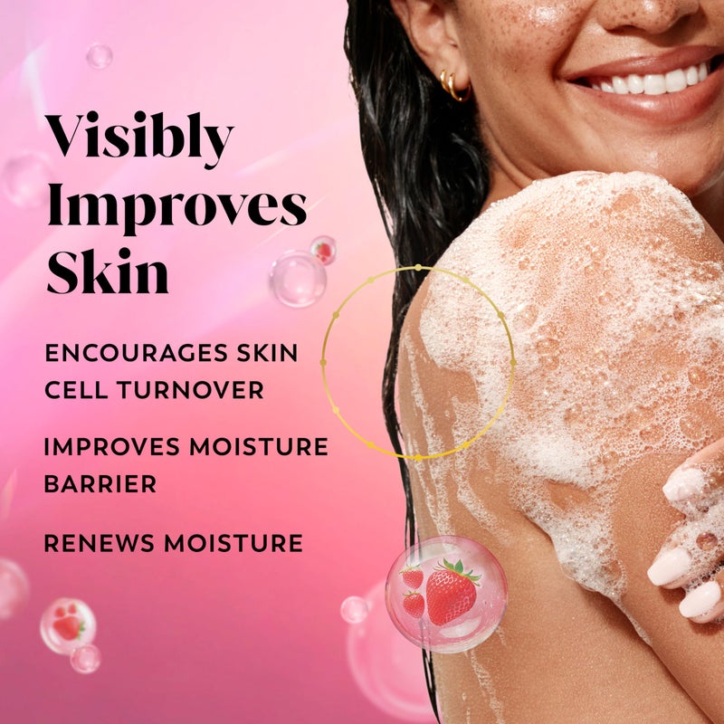 Olay غسول الجسم أولاي للنساء، مرطب بشكل مكثف، مركب سيروم حمض الهيالورونيك، يجدد الرطوبة، تقنية لاميلر فيتامين ب3، لجميع أنواع البشرة، رائحة الفراولة الصيفية، 20 أونصة سائلة - Image 2