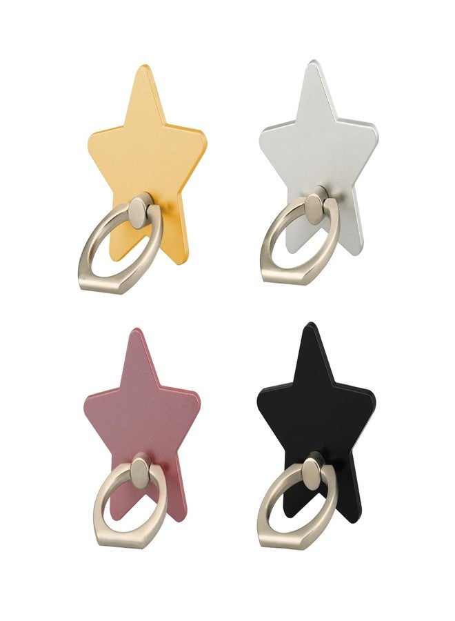 lenoup z179 (4 pcs) Cell Phone Holder,Star Phone Ring Kickstand,Universal 360 Rotation Cell Phone Finger Ring Grip for Almost All Phones/Pad(4 Color Star) - Image 1
